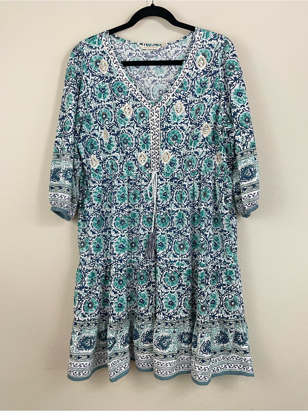 Soft Surroundings Nerissa Dress Abstract Floral Dress Size XL Coastal Boho - Picture 3 of 15